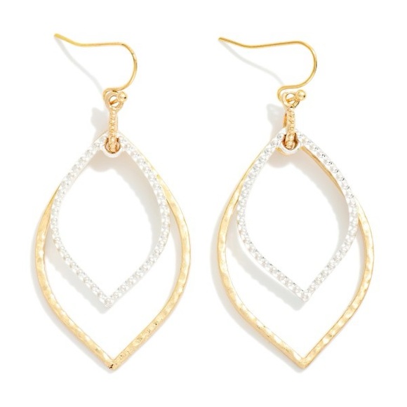 Jewelry - Gold and Crystal Double Teardrop Drop Earrings - Women Jewelry